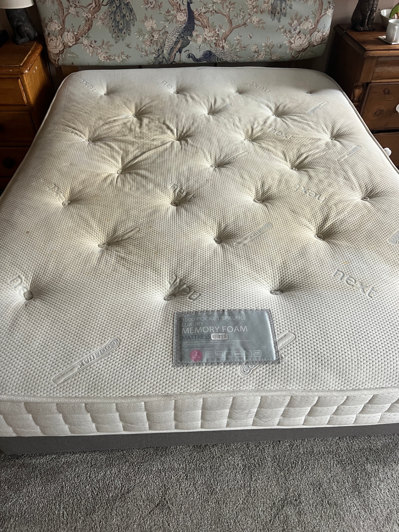 Stained mattress corner cleaned in Stafford, before professional cleaning