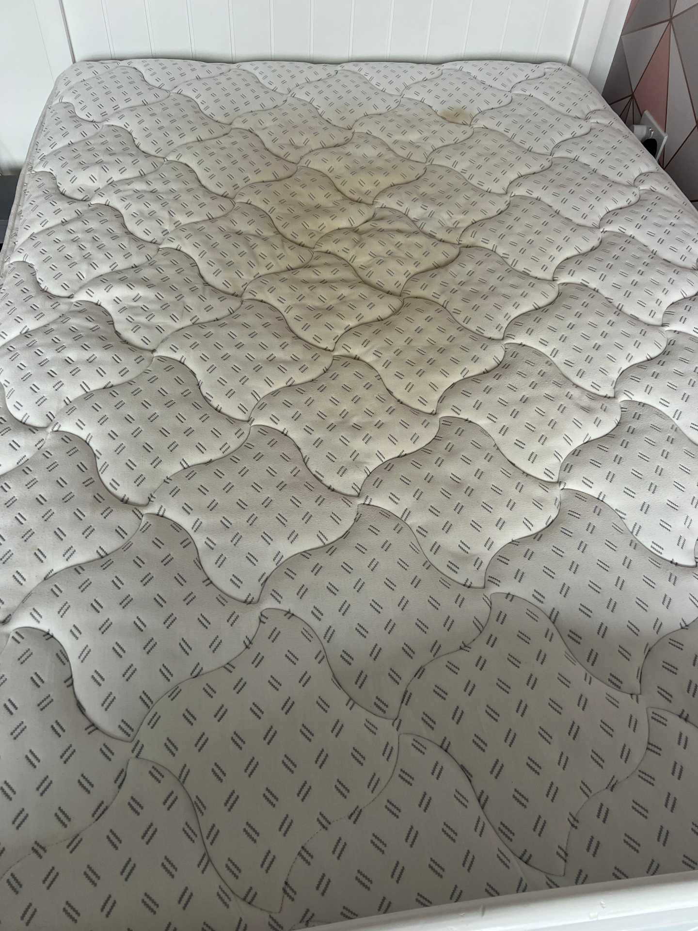 Discoloured mattress restored in Stafford, before professional cleaning